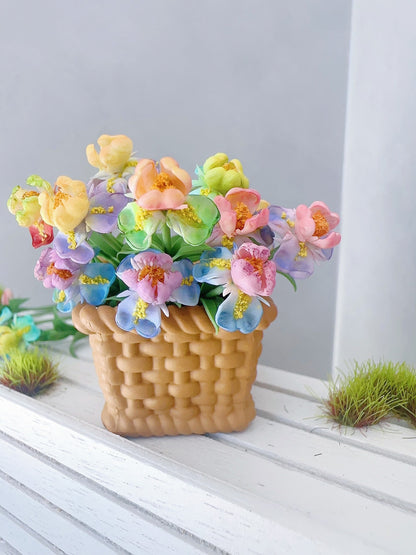Miniatura de arcilla a escala 1:12 con flor de iris para decoración de casa de muñecas, accesorio para muebles en miniatura