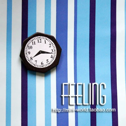 1:12 Scale Miniature Dollhouse Wooden Black And White Round Wall Clock Accessory