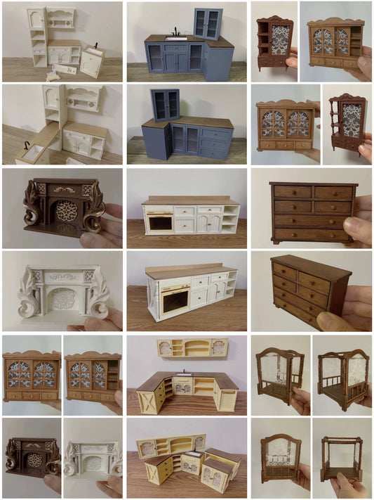 1:6 Scale Nordic Retro Miniature Furniture For Blythe Dolls OB11 Custom Handmade