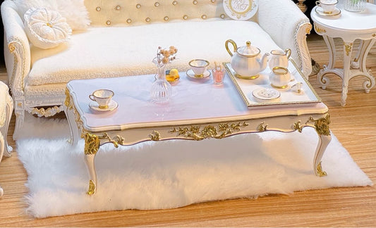 Table basse en bois à l'échelle 1:6, table d'appoint ronde, support haut, lampadaire, meubles miniatures pour maison de poupée