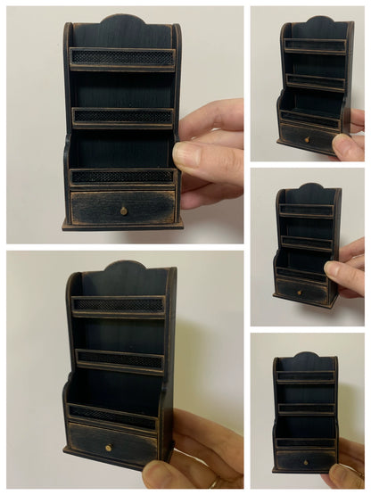 1:6 Scale Vintage Wooden Cabinet Wall Shelf Miniature Dollhouse Furniture For Blythe Doll