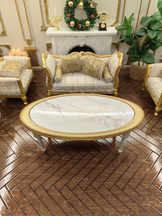 Table basse BJD à l'échelle 1:6, motif marbre, meubles miniatures pour maison de poupée, faits à la main