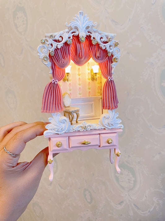 Conjunto de muebles para casa de muñecas en miniatura de gato rosa a escala 1:12 para muñecas Blythe