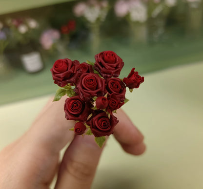 1:6 Scale Miniature Red Rose Clay Flower BJD Doll Blythe Dollhouse Decoration