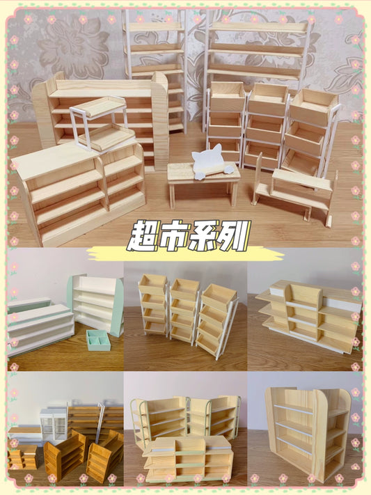1:12 Scale Miniature Dollhouse Furniture Supermarket Shelf Cabinet Checkout Counter Storage