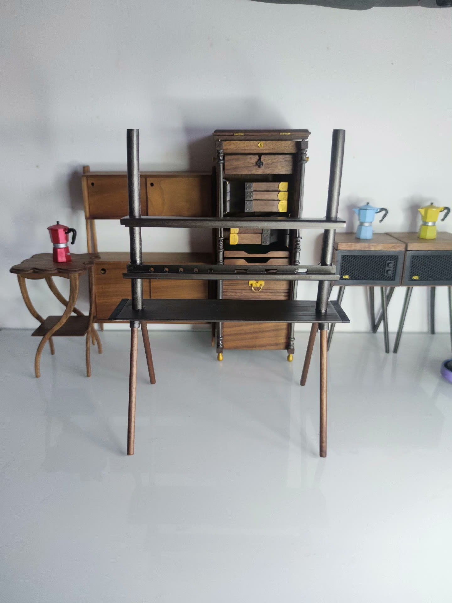 Mueble de TV de madera a escala 1:6 para casa de muñecas en miniatura para muñecas Blythe BJD