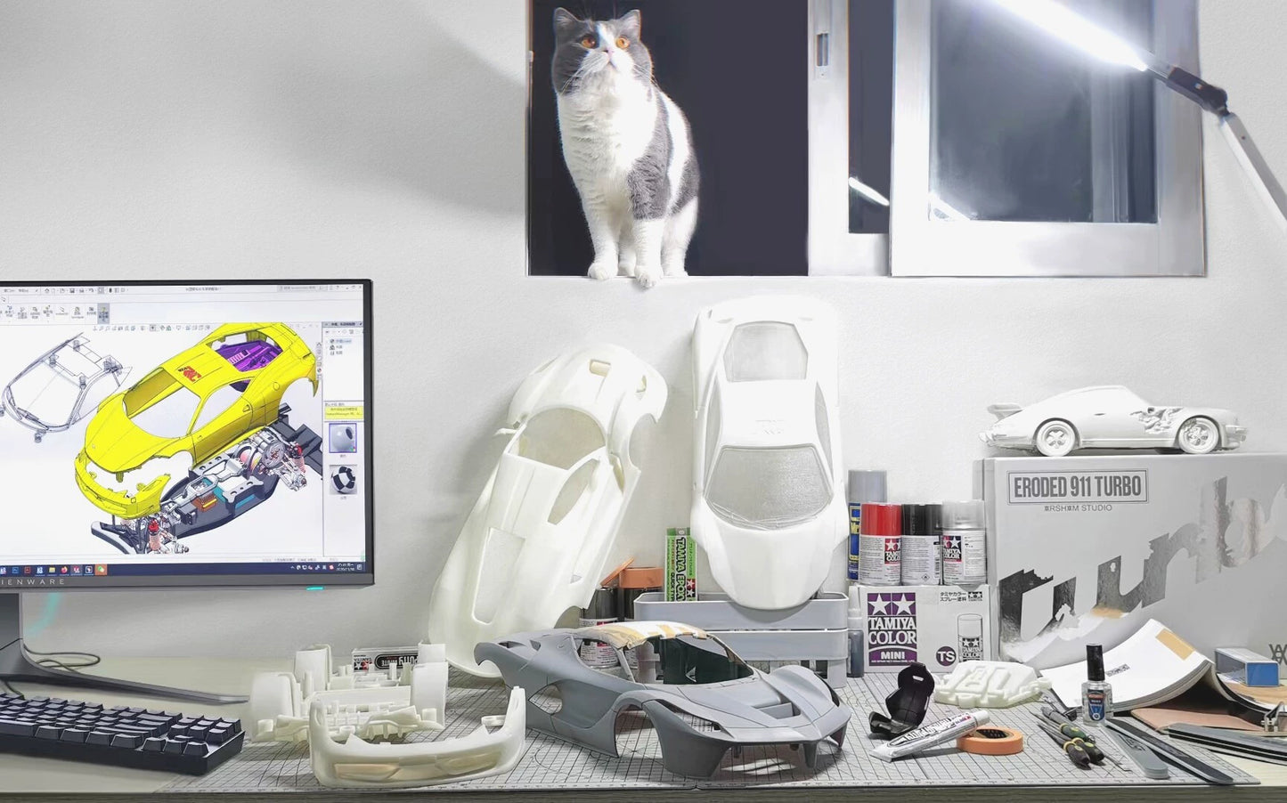 Voiture de drift en nylon blanc à l'échelle 1:10, pièces modifiées, accessoires miniatures