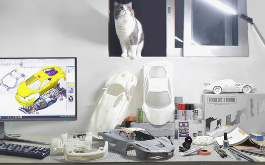 Coche de derrape de nailon blanco a escala 1:10, piezas modificadas, accesorios en miniatura