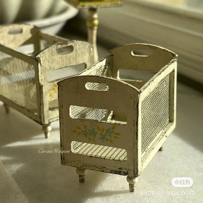 1:12 Scale Wooden Storage Basket Miniature Dollhouse Furniture