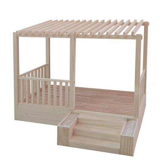 1:6 Scale Wooden Porch Miniature Dollhouse Furniture Natural Wood Color