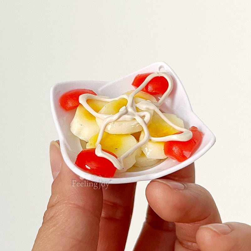 Accesorios para casa de muñecas BJD a escala 1:6, Blythe, té de la tarde, ensalada en miniatura, accesorios para escena, modelo de juego de comida en miniatura, candelabro, silla
