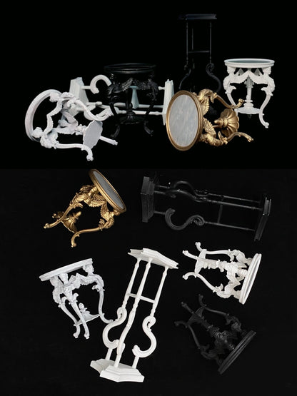 Mobiliario para casa de muñecas en miniatura con soporte para flores de cisne vintage a escala 1:6