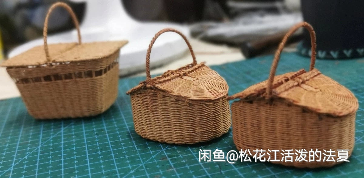 1:6 Scale Miniature Woven Picnic Basket For Blythe And Ob11 Dolls Miniature Dollhouse Accessory