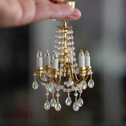 Lustre miniature à LED pour poupée BJD, échelle 1:6, accessoires de photographie pour maison de poupée Blythe Ob11