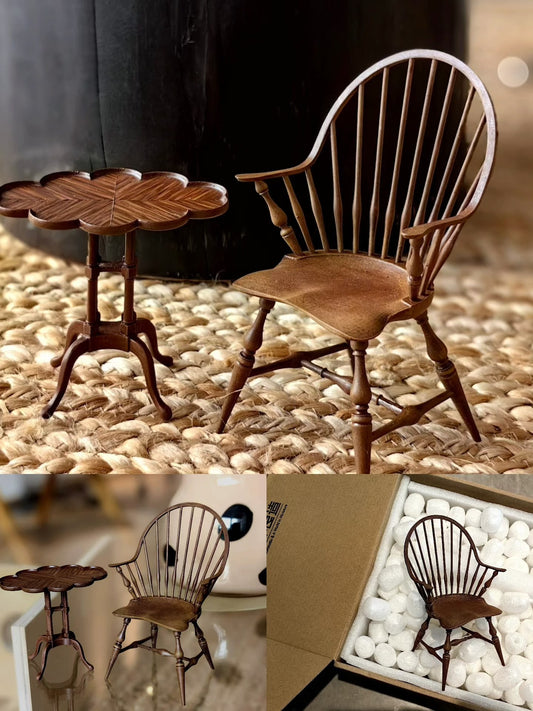 Silla Windsor a escala 1:6, muebles para casa de muñecas en miniatura