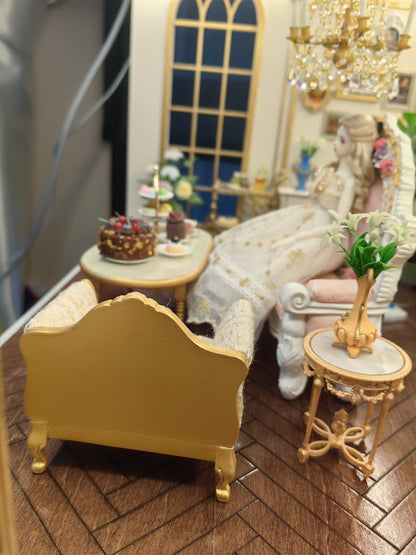 Sofá individual en miniatura a escala 1:12, muebles para casa de muñecas, sala de estar de lujo