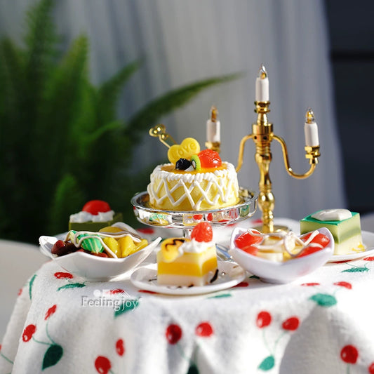 Accessoires pour maison de poupée BJD à l'échelle 1:6, accessoires miniatures pour thé de l'après-midi, salade, nourriture miniature, modèle de jeu, bougeoir, chaise