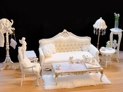 Mesa auxiliar de madera a escala 1:6, muebles en miniatura para casa de muñecas y sala de estar.