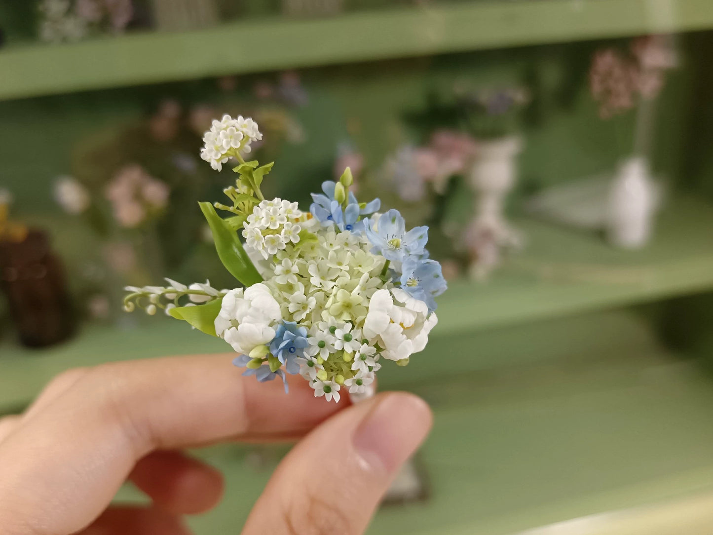 1:6 Scale Blue Star Flower Clay Miniature Floral BJD Dollhouse Decor Blythe Accessory