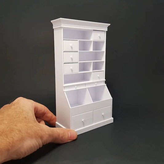 Escritorio de trabajo para casa de muñecas en miniatura a escala 1:12 con cajones, muebles en miniatura