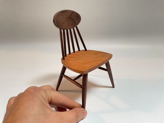 1:12 Scale Miniature Wooden Stool With Walnut Seat Miniature Dollhouse Furniture