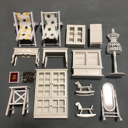 1:12 Scale White Dream Princess Dollhouse Miniature Furniture Set For Ob11 Dolls