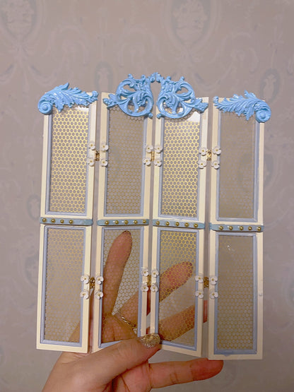 Panneau de fond miniature pour maison de poupée, échelle 1:6, paravent vintage pliable pour exposition de poupées