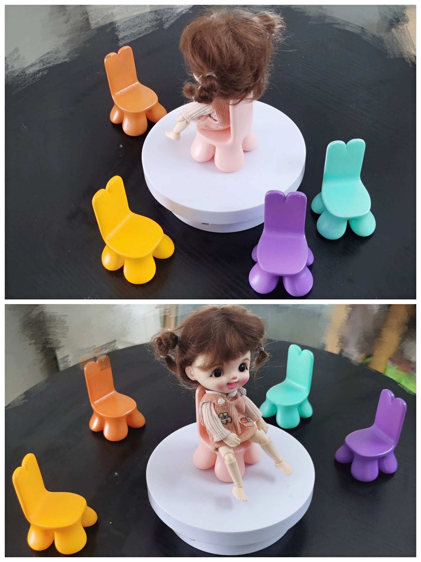 1:6 Scale Elephant Leg Chair Miniature Dollhouse Furniture For Ob11 Blythe Molly Dolls