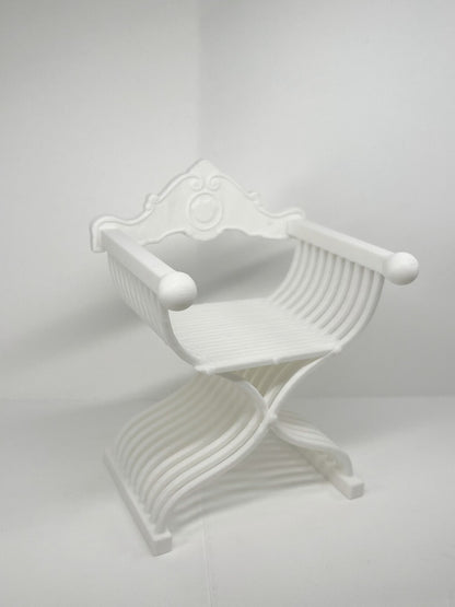 Chaise Dante miniature à l'échelle 1:6, meuble de maison de poupée fait main, modèle blanc