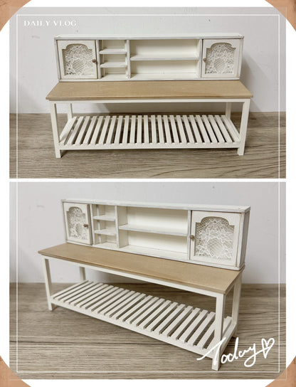 Meubles miniatures pour maison de poupée, buffet français vintage, étagère de présentation de cuisine, échelle 1:6