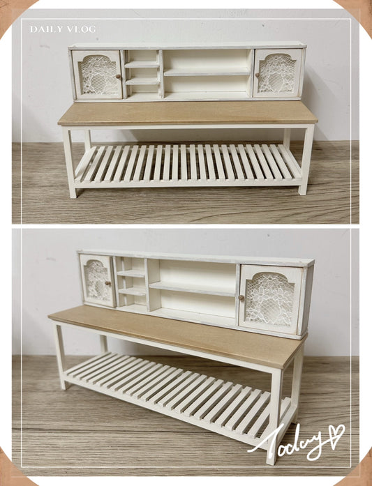 Meubles miniatures pour maison de poupée, buffet français vintage, étagère de présentation de cuisine, échelle 1:6