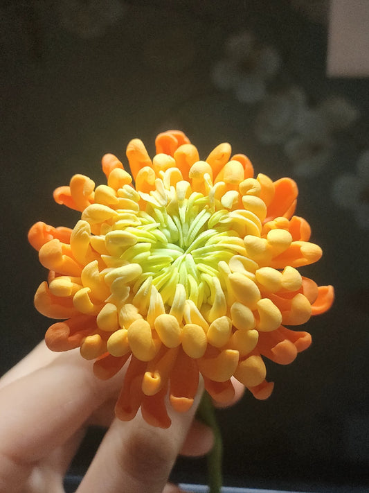 1:12 Scale Handmade Clay Chrysanthemum Miniature Dollhouse Decor