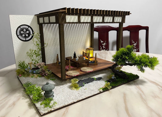 Conjunto de muebles de casa de muñecas en miniatura de jardín japonés a escala 1:12