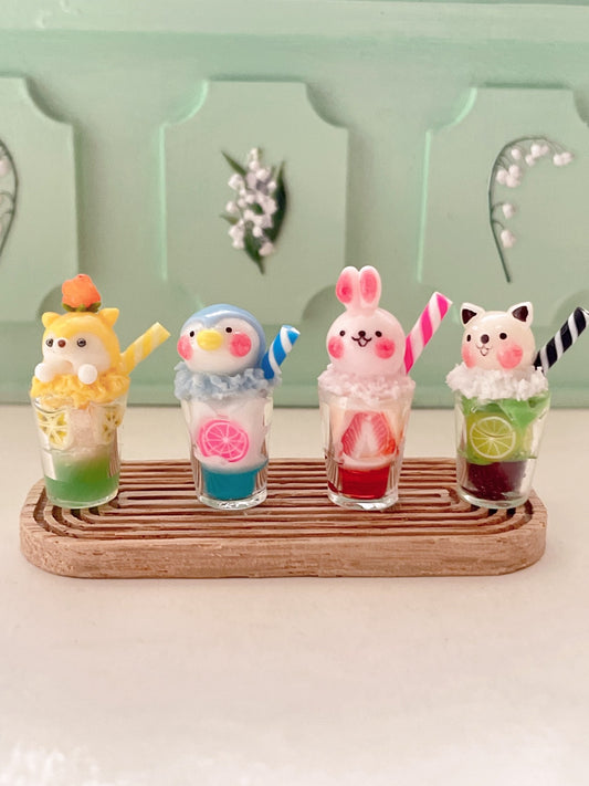 Miniature en argile à l'échelle 1:12, série de boissons de dessin animé, maison de poupée, nourriture miniature, jeu de pâtisserie, scène