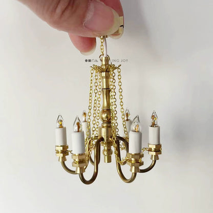 Lustre miniature à LED pour poupée BJD, échelle 1:6, accessoires de photographie pour maison de poupée Blythe Ob11
