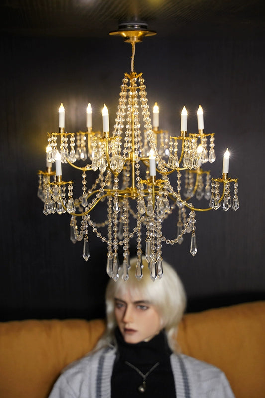 Lustre miniature en cristal pour maison de poupée BJD, échelle 1:3, décoration de mariage, vitrine, cadeau de vacances de luxe