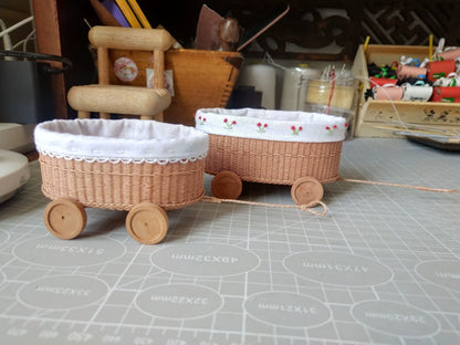 1:6 Scale 1:8 Scale Miniature Woven Rattan Baby Crib Dollhouse Furniture For Blythe Ob24 Ob11 Dolls