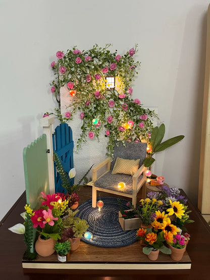 1:6 Scale Miniature Dollhouse Scene Summer Rose Garden Photography Background