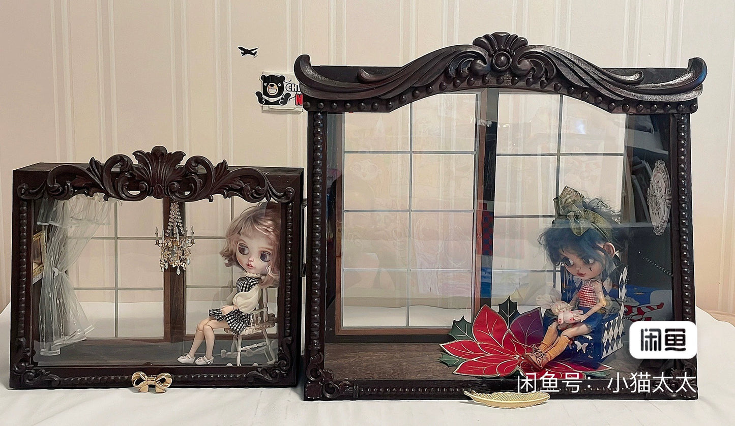 Vitrina de iluminación para casa de muñecas en miniatura a escala 1:12 con temática de gato, envío gratis