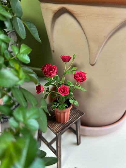 1:6 Scale Miniature Autumn Rose Potted Plant For Blythe Dollhouse Decor