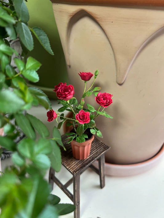 1:6 Scale Miniature Autumn Rose Potted Plant For Blythe Dollhouse Decor