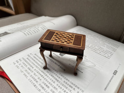 1:12 Scale Handmade Chess Table Miniature Dollhouse Furniture