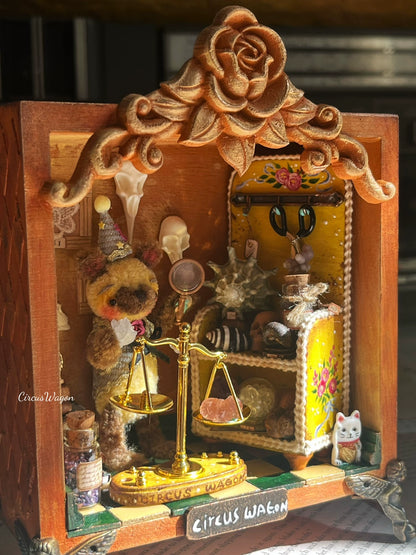 Casa de muñecas en miniatura Bear Gentleman, tienda de comestibles, muebles en miniatura hechos a mano