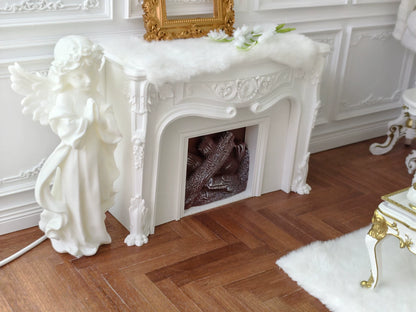 Meubles de maison de poupée BJD miniatures à l'échelle 1:6, cheminée européenne