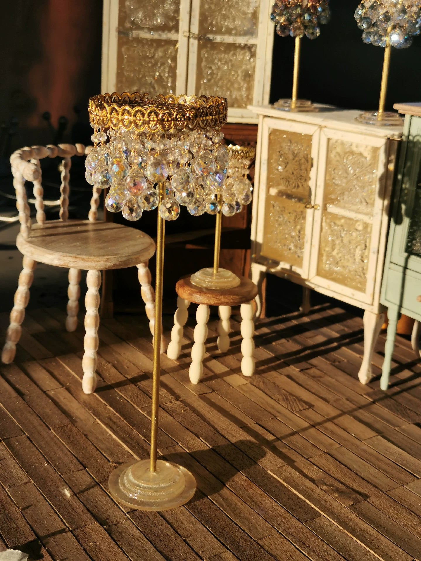 Mueble de madera a escala 1:6 con cristal en relieve para casa de muñecas en miniatura Blythe BJD