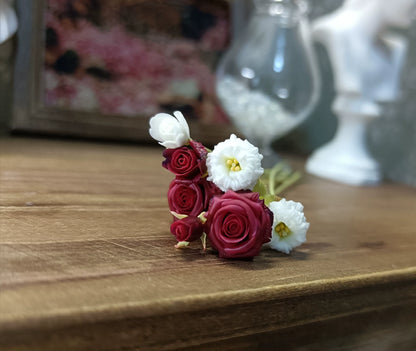 1:6 Scale Miniature Red Rose Clay Flower BJD Doll Blythe Dollhouse Decoration