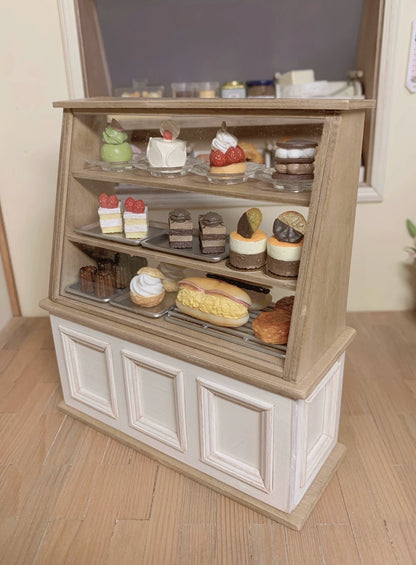 1:6 Scale Wooden Bakery Display Cabinet Miniature Dollhouse Furniture For Dessert Shop