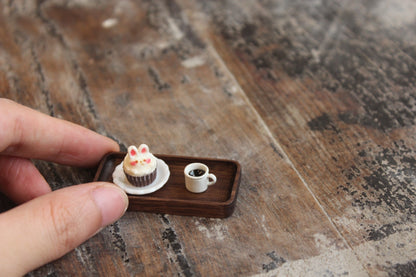 Bandejas pequeñas de madera maciza de nogal negro norteamericano en miniatura