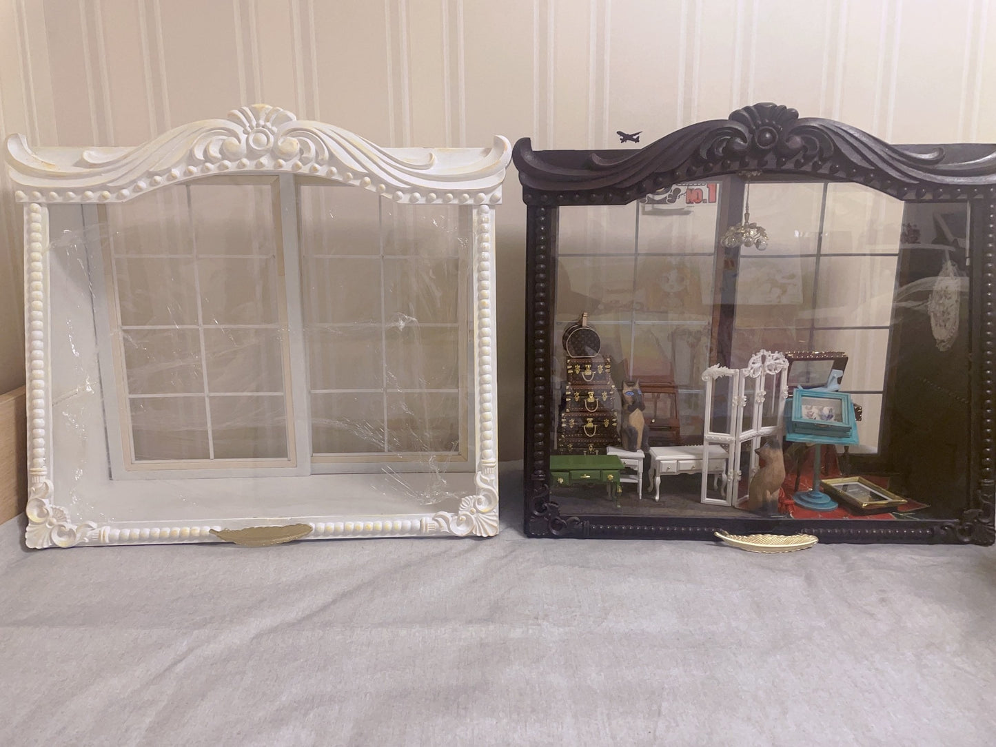 Vitrina blanca a escala 1:12, muebles en miniatura para casa de muñecas, ideal para colección de muñecas.