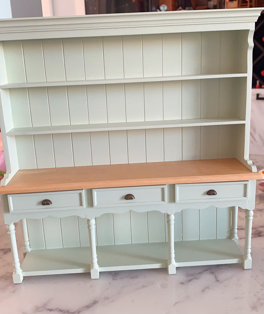 1:12 Scale Vintage Display Cabinet Miniature Dollhouse Furniture Light Green Living Room Decor